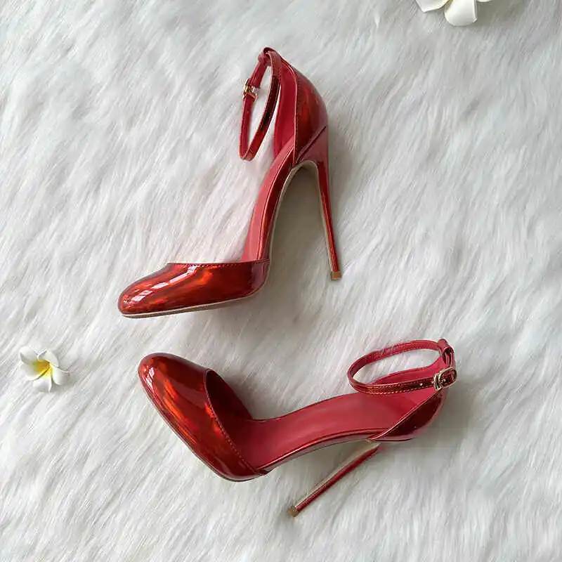 New Electric Red Lacquered Leather One Button Foot Strap Women's Thin Heel Sexy Round Head Hollow High Heel Sandals
New Electric Red Lacquered Leather One Button Foot Strap Women's Thin Heel Sexy Round Head Hollow High Heel Sandals
