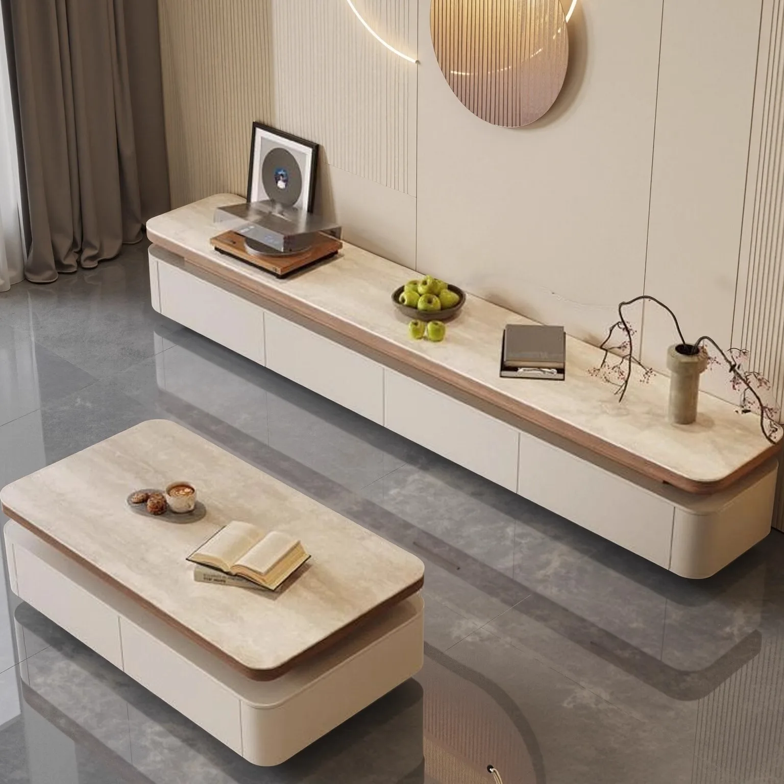 Medieval style solid wood rock slab coffee table living room household cream style minimalist travertine floor TV cabinet
Medieval style solid wood rock slab coffee table living room household cream style minimalist travertine floor TV cabinet