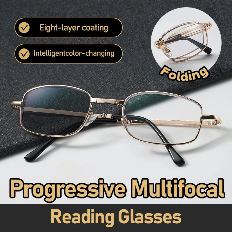 Folding Multifocal Reading Glasses Photochromic Anti Blue Light Glasses Classic Rectangle Metal Compact Portable Reading Glasses
Folding Multifocal Reading Glasses Photochromic Anti Blue Light Glasses Classic Rectangle Metal Compact Portable Reading Glasses