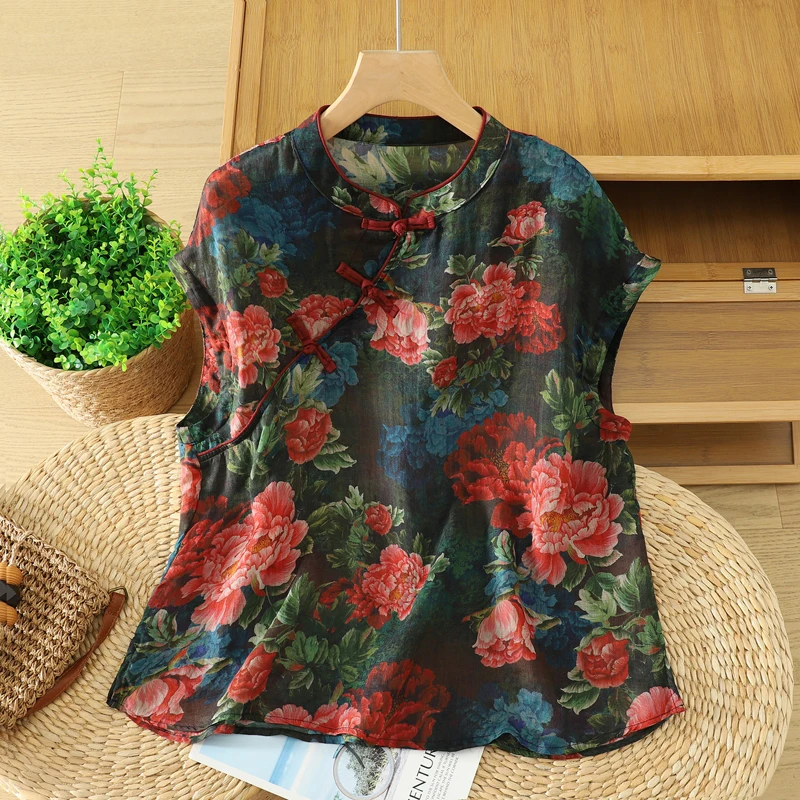Summer 2026 Artistic Cotton Linen Base Shirt Floral Print Button up Loose Style Large Size Women's Top Commute Fashion
Summer 2026 Artistic Cotton Linen Base Shirt Floral Print Button up Loose Style Large Size Women's Top Commute Fashion
