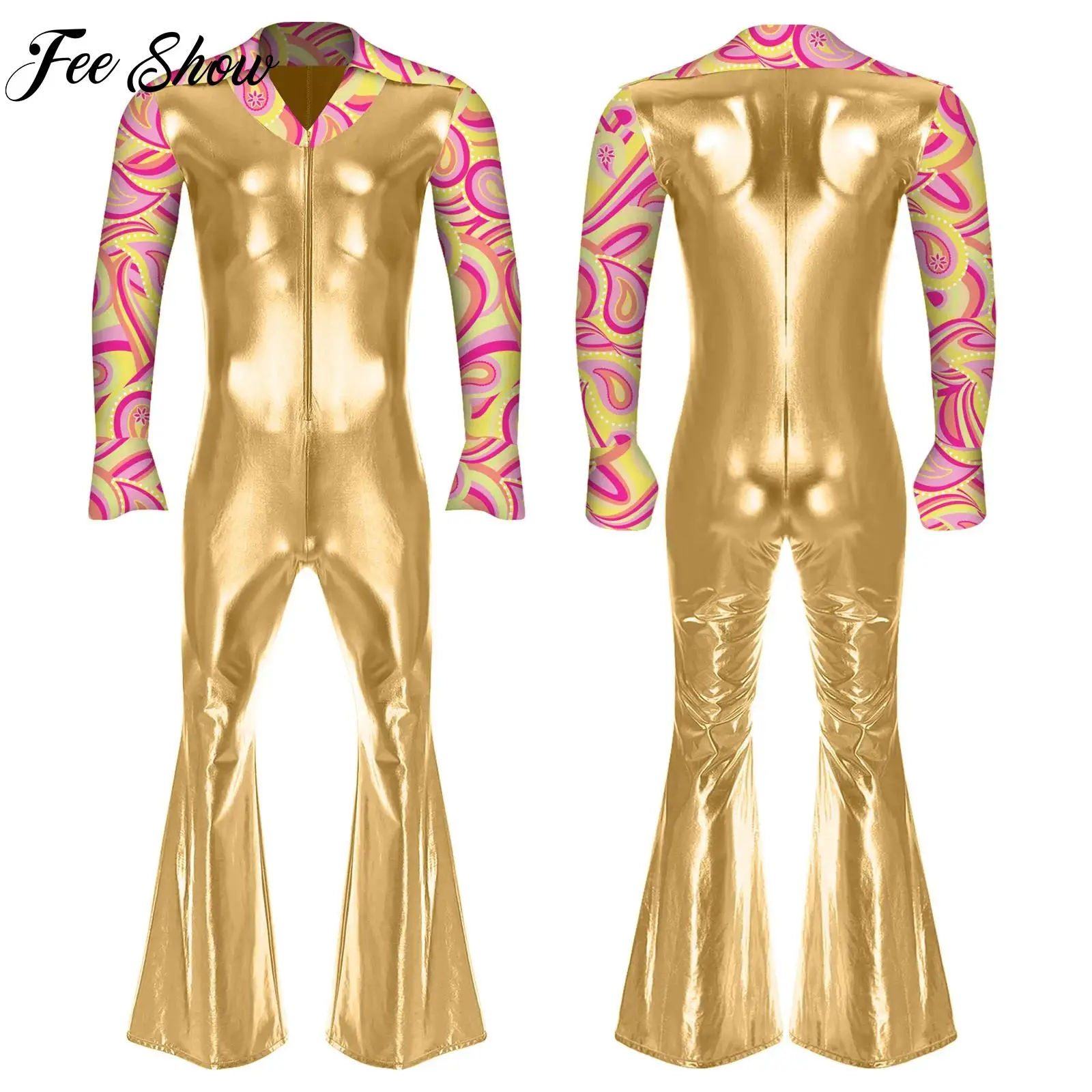 Mens Rock Jazz Dance Music Party Costume Long Sleeve Bell Bottom Pants Jumpsuit Rompers 80s Disco Cosplay Costume for Halloween
Mens Rock Jazz Dance Music Party Costume Long Sleeve Bell Bottom Pants Jumpsuit Rompers 80s Disco Cosplay Costume for Halloween