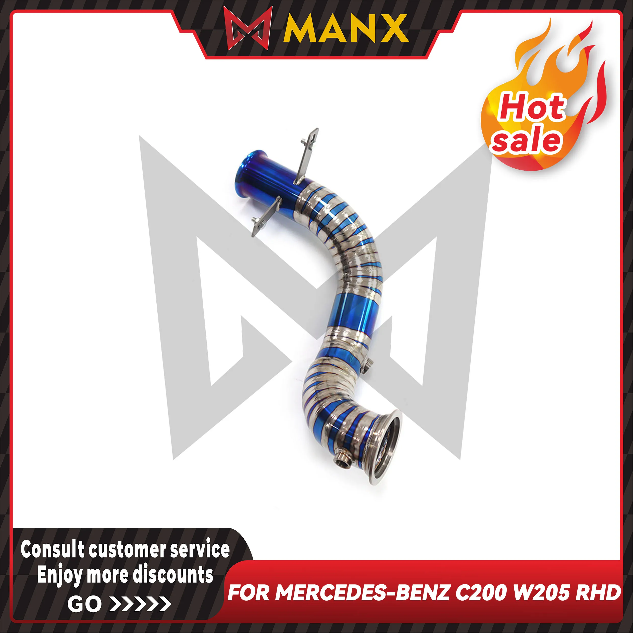 For Mercedes-Benz C200 W205 RHD Catless Downpipe Titanium Alloy straight-through Performance exhaust pipe
For Mercedes-Benz C200 W205 RHD Catless Downpipe Titanium Alloy straight-through Performance exhaust pipe