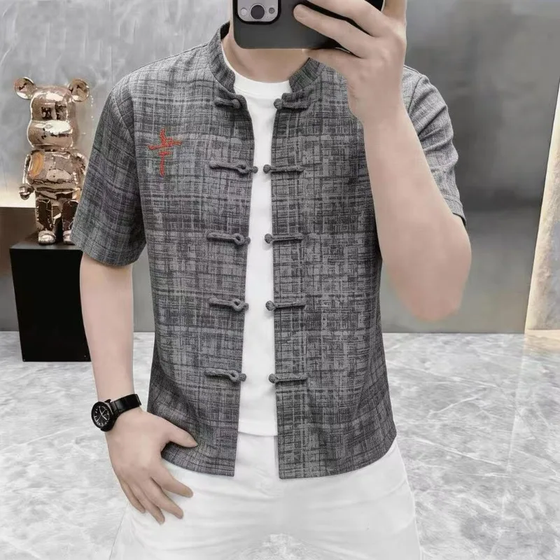 Summer Chinese Style Stand Collar Embroidered Shirt Men Short Sleeved Casual Business Shirts Breathable Social Streetwear Shirt
Summer Chinese Style Stand Collar Embroidered Shirt Men Short Sleeved Casual Business Shirts Breathable Social Streetwear Shirt