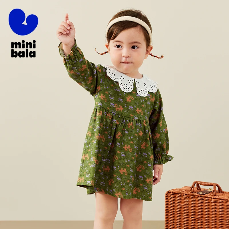 Mini Bala Girls' Long Sleeve Dress Baby Petal Collar Sweet Pure Cotton 2024 Autumn and Winter Version Dress
Mini Bala Girls' Long Sleeve Dress Baby Petal Collar Sweet Pure Cotton 2024 Autumn and Winter Version Dress