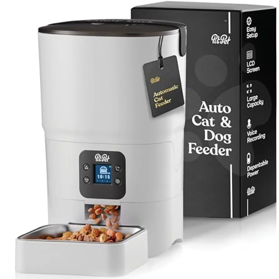 Smart Automatic Cat Feeder - 6-L Reliable Automatic Cat Food Dispenser with Display LCD Screen for Easy Set Up - White
Smart Automatic Cat Feeder - 6-L Reliable Automatic Cat Food Dispenser with Display LCD Screen for Easy Set Up - White
