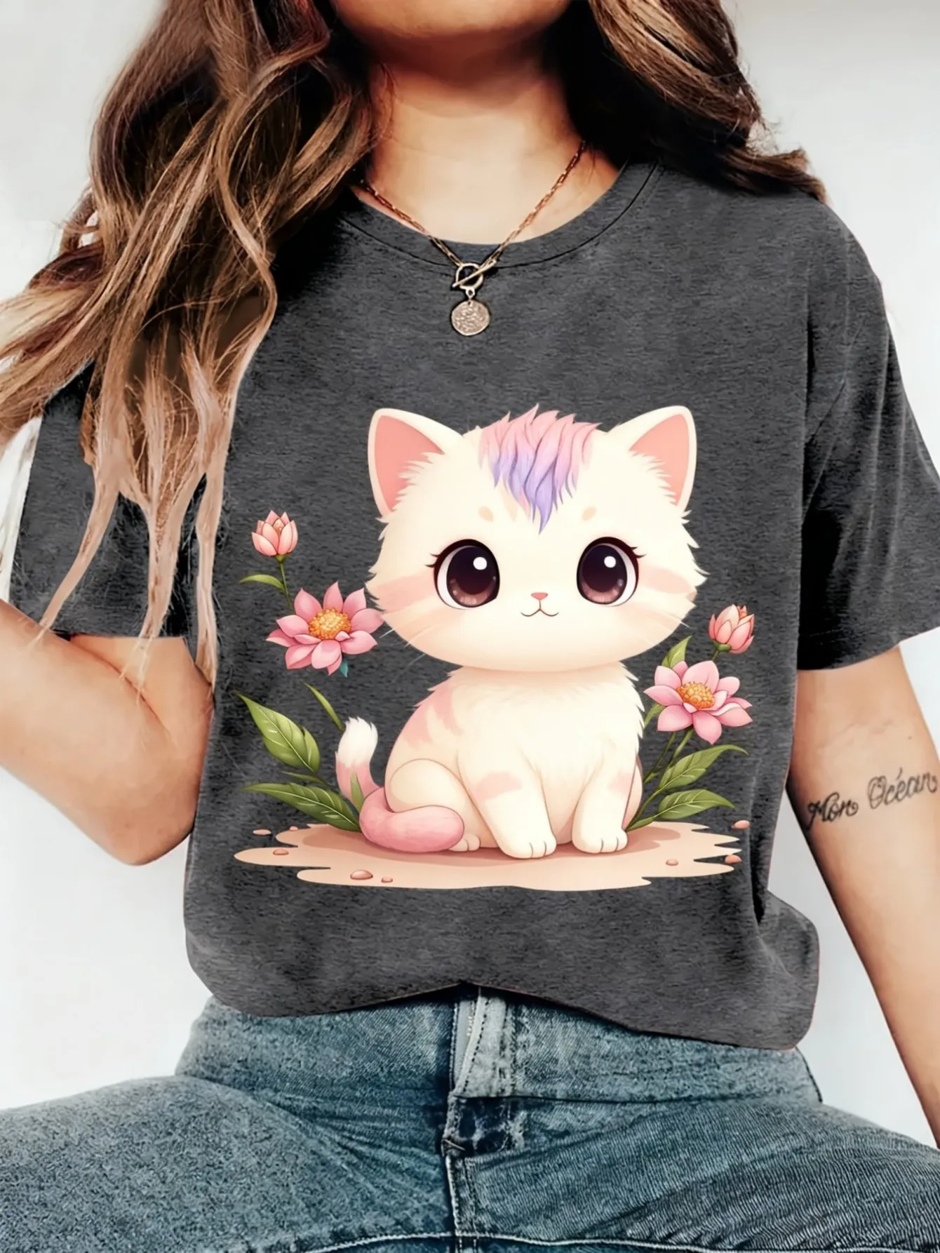 plus size women's short sleeve T-shirt Cute Cat With Flowers And Rainbow Hair Everyday comfortable versatile style summer
plus size women's short sleeve T-shirt Cute Cat With Flowers And Rainbow Hair Everyday comfortable versatile style summer