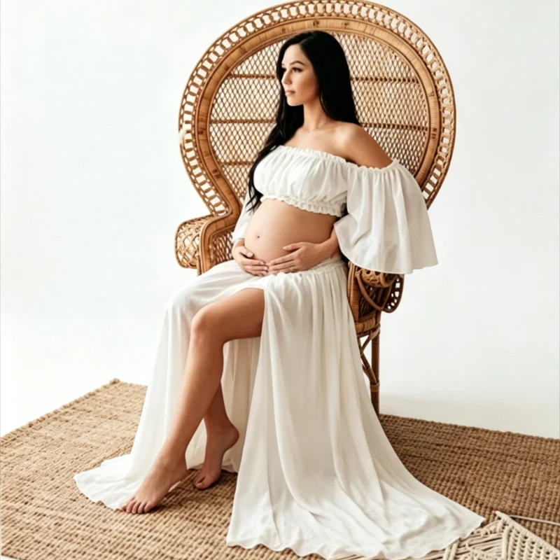 Boho Maternity Photo Shoot Dress, Chiffon Two Piece Set Pregnancy Outfit for Photography, Off Shoulder Bohemian Baby Shower
Boho Maternity Photo Shoot Dress, Chiffon Two Piece Set Pregnancy Outfit for Photography, Off Shoulder Bohemian Baby Shower
