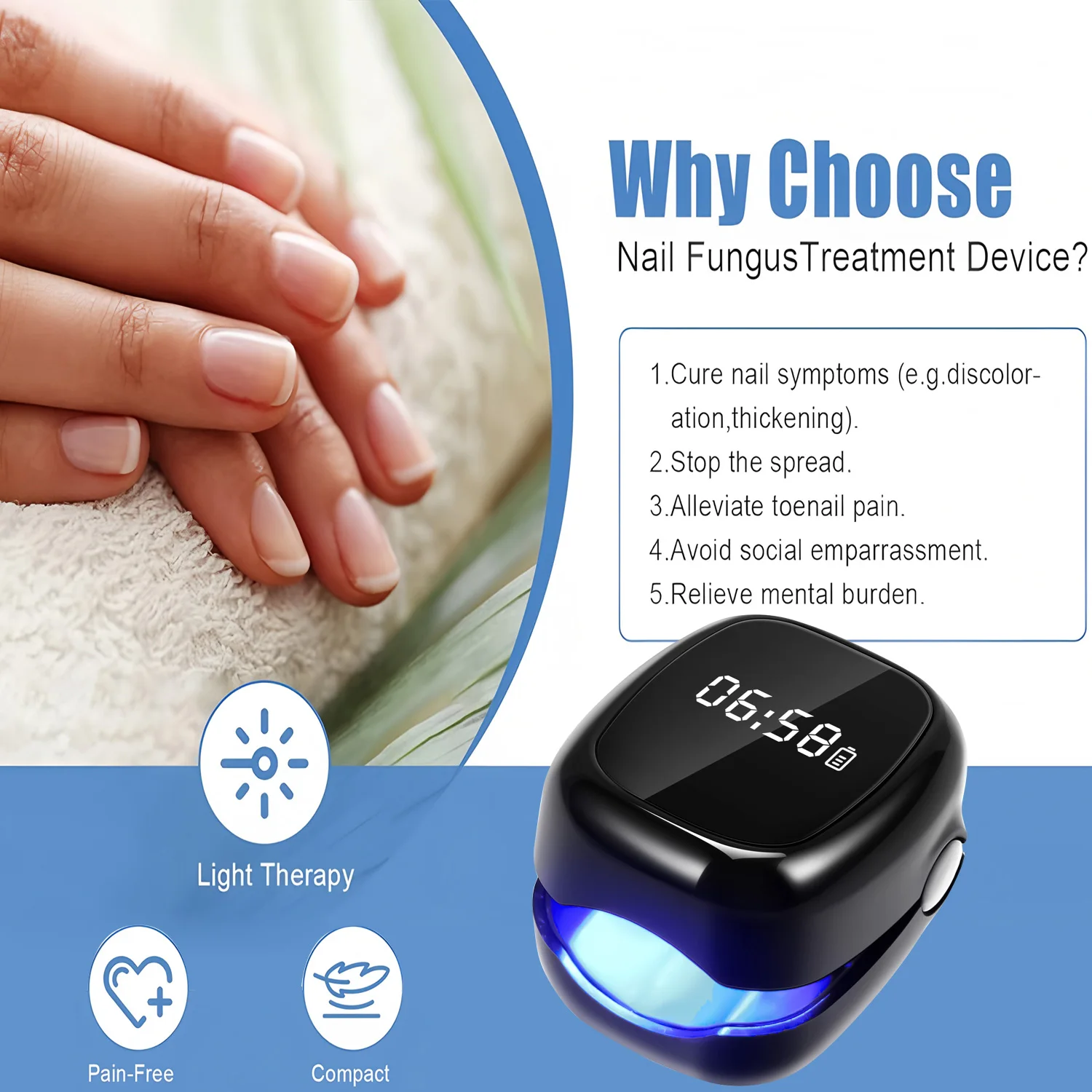 Nail Fungus Treatment Led Laser Device For Cleaning Onychomycosis USB Charge 905nm Infrared Light 470nm Blue Light Nail Care
Nail Fungus Treatment Led Laser Device For Cleaning Onychomycosis USB Charge 905nm Infrared Light 470nm Blue Light Nail Care