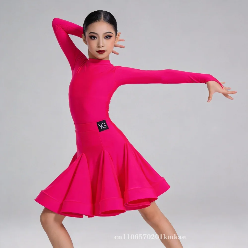 Latin Dance Competition Clothing Glossy Fabric Long Sleeves Dance Dress Kids Cha Rumba Dance Practice Training Wear Girls Set
Latin Dance Competition Clothing Glossy Fabric Long Sleeves Dance Dress Kids Cha Rumba Dance Practice Training Wear Girls Set