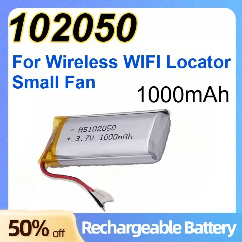 102050 Large Capacity Lithium Battery 1000mAh 3.7V for Wireless WIFI Locator Small Fan Built-in Rechargeable Battery
102050 Large Capacity Lithium Battery 1000mAh 3.7V for Wireless WIFI Locator Small Fan Built-in Rechargeable Battery