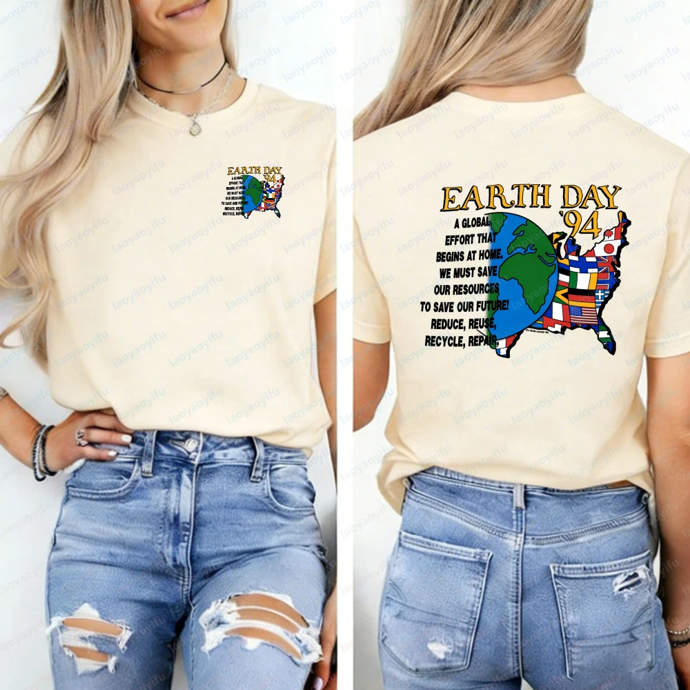 Vintage 1990s 1994 Earth Day Planet Reduce Reuse Recycle World Flag T-Shirt Women Clothing Harajuku Vintage High Quality Cotton
Vintage 1990s 1994 Earth Day Planet Reduce Reuse Recycle World Flag T-Shirt Women Clothing Harajuku Vintage High Quality Cotton