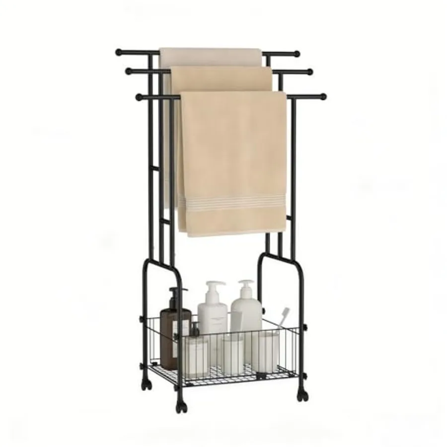 Трехуровневая напольная вешалка для полотенец на колесиках с корзиной для хранения, сушилка для ванной комнаты и улицы, многофункциональная для использования в помещении и на улице
Трехуровневая напольная вешалка для полотенец на колесиках с корзиной для хранения, сушилка для ванной комнаты и улицы, многофункциональная для использования в помещении и на улице