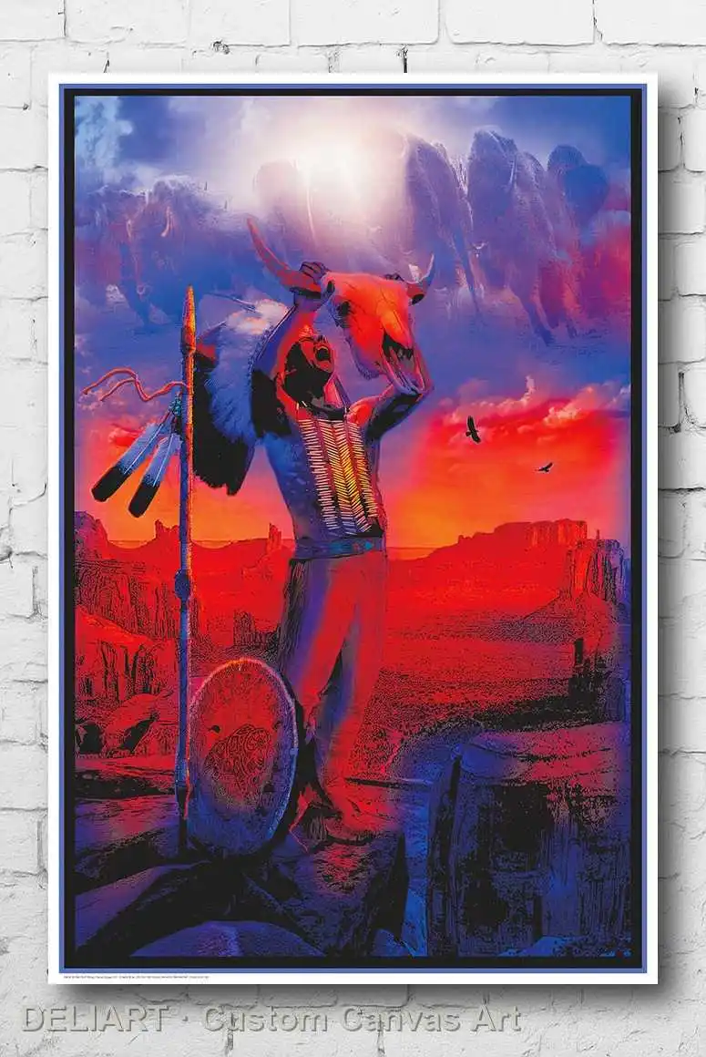 BUFFALO CHIEF - BLACKLIGHT Canvas Poster Custom Size Available Room Decoration Home Decor Wall Art
BUFFALO CHIEF - BLACKLIGHT Canvas Poster Custom Size Available Room Decoration Home Decor Wall Art