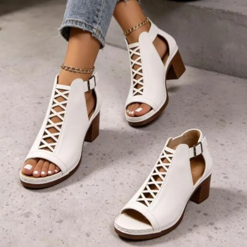 2026 New Women Summer Elegant Sandals Thick Heel Wedge Chunky High Heels Open Toe Hollow Cross Bundled Wedding Versatile Shoes
2026 New Women Summer Elegant Sandals Thick Heel Wedge Chunky High Heels Open Toe Hollow Cross Bundled Wedding Versatile Shoes