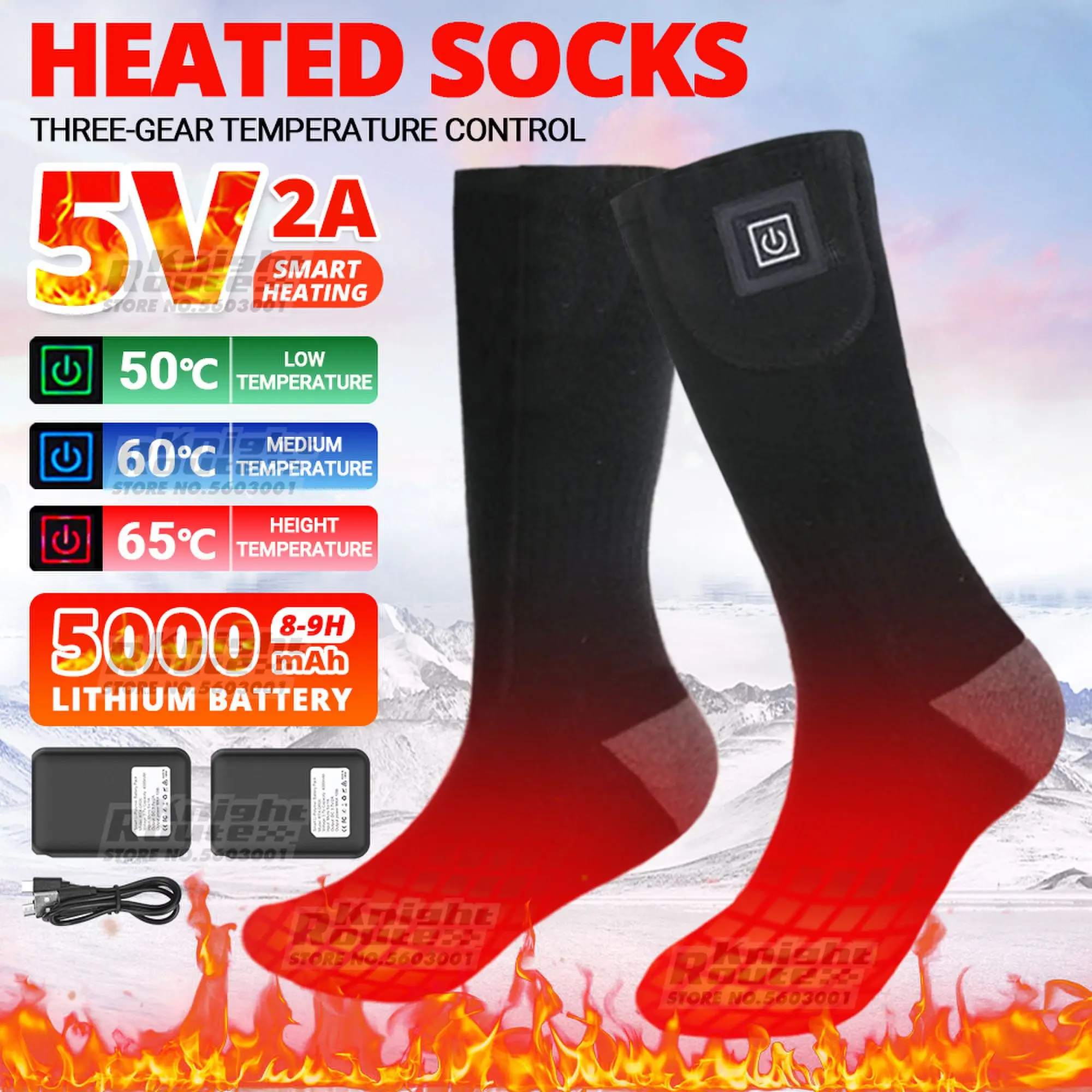 5000mah Heated Socks Women's Men's Thermal Socks Foot Warm Electric Heating Ski Socks Cycling Sports Trekking Camping Winter
5000mah Heated Socks Women's Men's Thermal Socks Foot Warm Electric Heating Ski Socks Cycling Sports Trekking Camping Winter