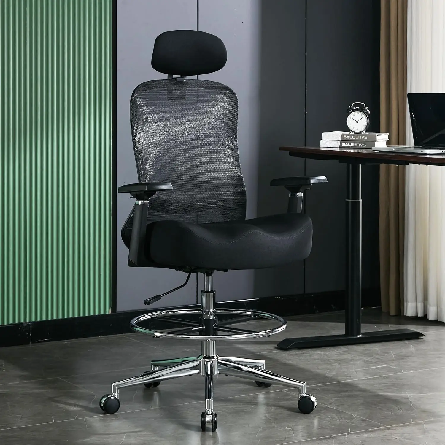 Ergonomic Drafting Chair 450Lbs, Mesh Executive Tall Office Chair, High Ba Standing Desk Chair With Adjustable Headrest, Back,
Ergonomic Drafting Chair 450Lbs, Mesh Executive Tall Office Chair, High Ba Standing Desk Chair With Adjustable Headrest, Back,