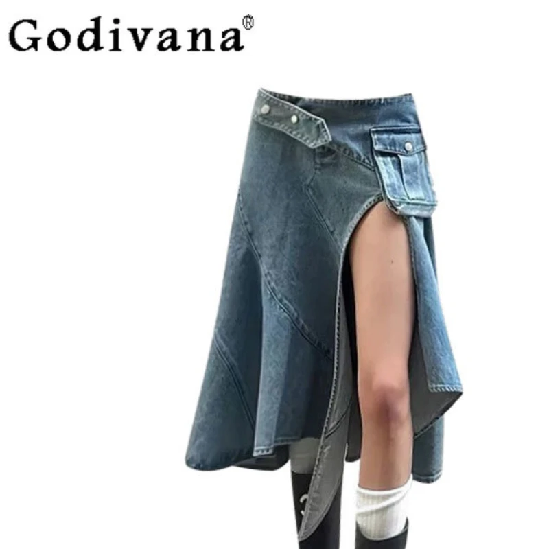 Джинсовая юбка большого размера в американском стиле ретро с нерегулярным разрезом, 1920, милые крутые летние новые свободные универсальные юбки трапециевидной формы с высокой талией для девочек
Джинсовая юбка большого размера в американском стиле ретро с нерегулярным разрезом, 1920, милые крутые летние новые свободные универсальные юбки трапециевидной формы с высокой талией для девочек