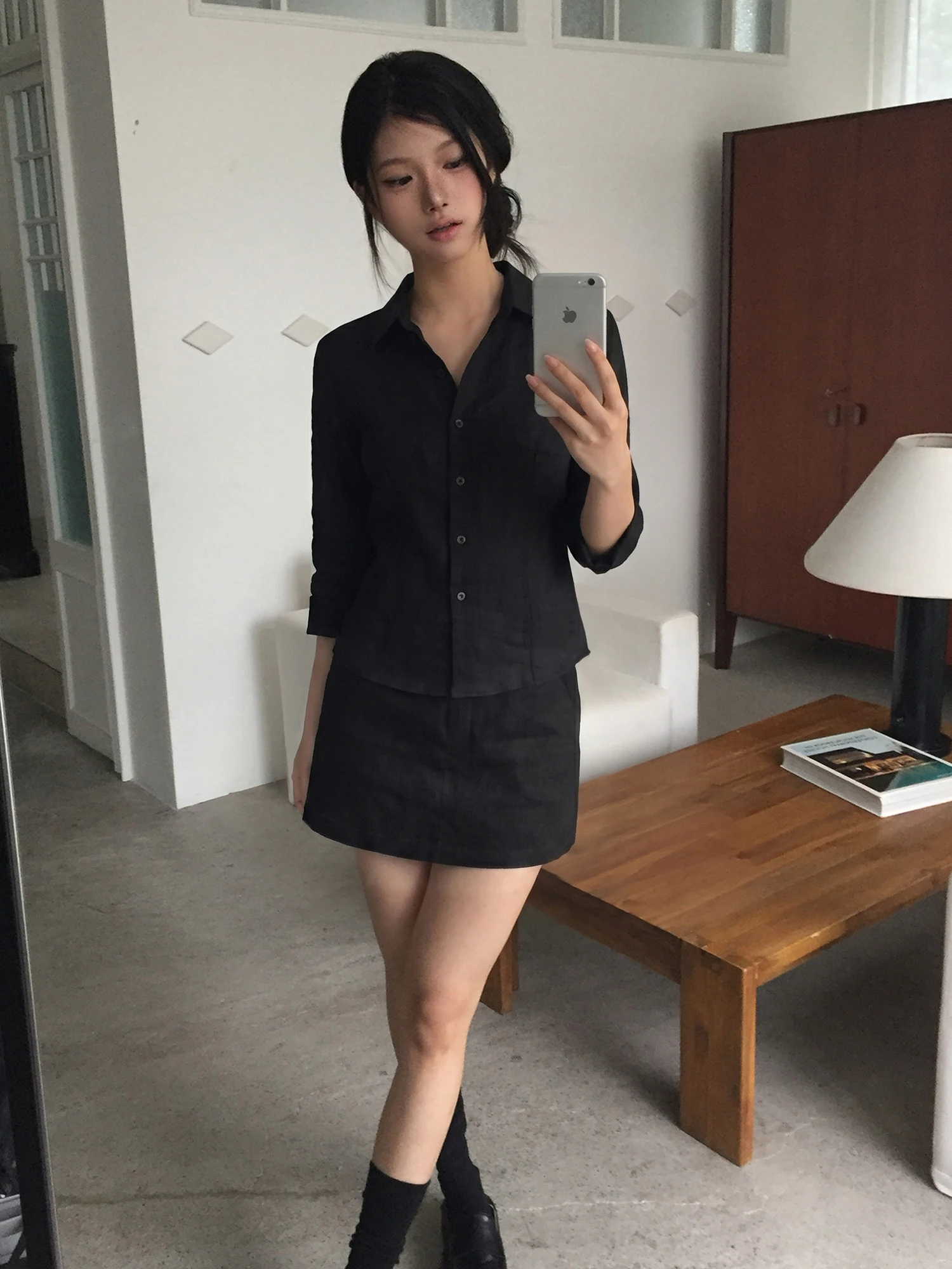 Black Linen Shirt Mid-Sleeve Women's Style High Waist Short Skirt Fashion Set High-End Feeling Summer Collection Outfit
Black Linen Shirt Mid-Sleeve Women's Style High Waist Short Skirt Fashion Set High-End Feeling Summer Collection Outfit