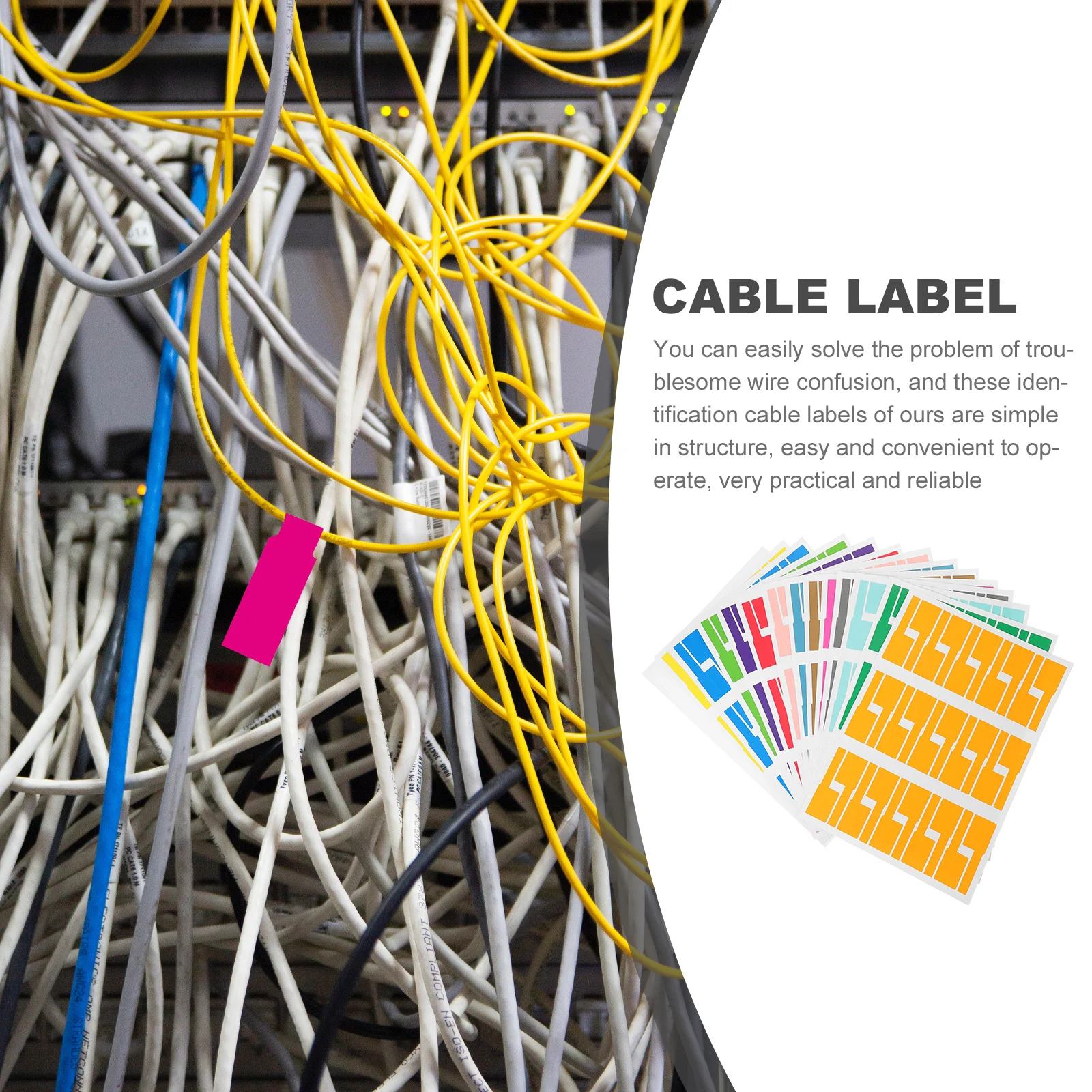 14 Sheets Colorful Self-Adhesive Cable Label Stickers Wire Tags for Home Office Cable Organization Cord Labels
14 Sheets Colorful Self-Adhesive Cable Label Stickers Wire Tags for Home Office Cable Organization Cord Labels