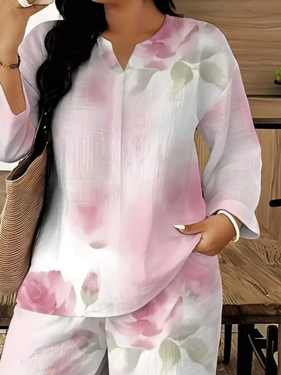 Womens 2-Piece Set Pink White Blurred Rose Floral Print Casual Lightweight Polyester Summer Outfit
Womens 2-Piece Set Pink White Blurred Rose Floral Print Casual Lightweight Polyester Summer Outfit