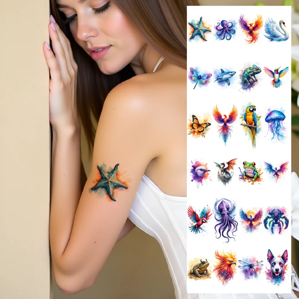 28pcs Temporary Tattoo Watercolor Jellyfish Dog Octopus For Arms Shoulders Children
28pcs Temporary Tattoo Watercolor Jellyfish Dog Octopus For Arms Shoulders Children