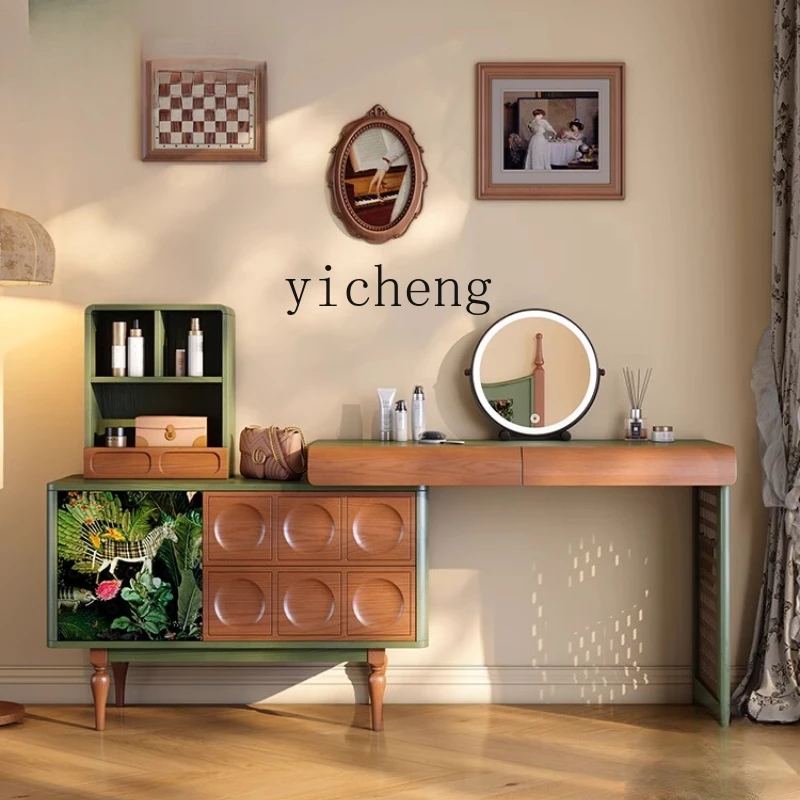 ZK Dressing Table and Chest of Drawers Retro Bedroom Extendable Mid-century Style Solid Wood Dressing Table and Desk 2-in-1 
ZK Dressing Table and Chest of Drawers Retro Bedroom Extendable Mid-century Style Solid Wood Dressing Table and Desk 2-in-1