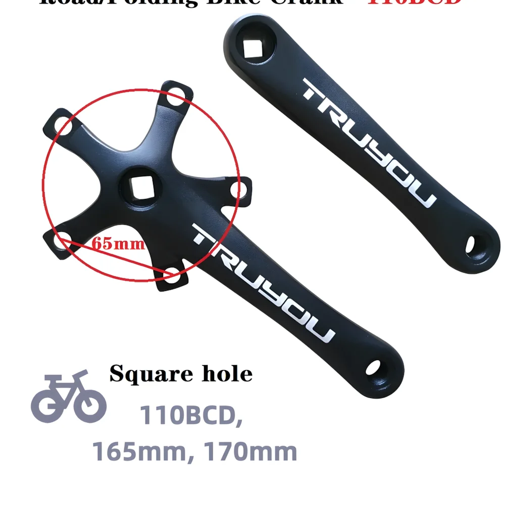 110BCD Aluminum Alloy Square Hole Bicycle Crank, Folding Bike Crankset, BMX Parts, Length 165mm, 170mm
110BCD Aluminum Alloy Square Hole Bicycle Crank, Folding Bike Crankset, BMX Parts, Length 165mm, 170mm