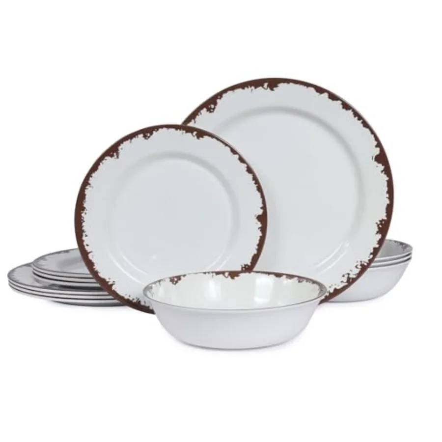 Melamine Dinnerware Set-12 Pcs Farmhouse Plates and Bowls Set for 4, LightweightandDurable Dish Set, Unbreakable Camping/RV Ser
Melamine Dinnerware Set-12 Pcs Farmhouse Plates and Bowls Set for 4, LightweightandDurable Dish Set, Unbreakable Camping/RV Ser