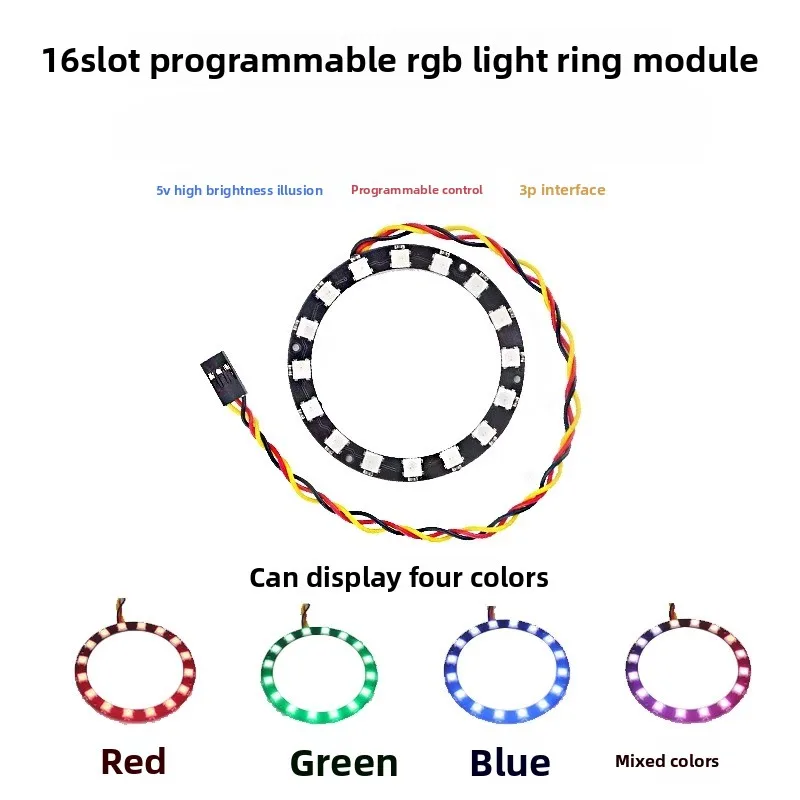 Programmable RGB lamp ring 5v LED luminous lamp beads 16-position water lamp ring electronic sensor WS2812 driver
Programmable RGB lamp ring 5v LED luminous lamp beads 16-position water lamp ring electronic sensor WS2812 driver