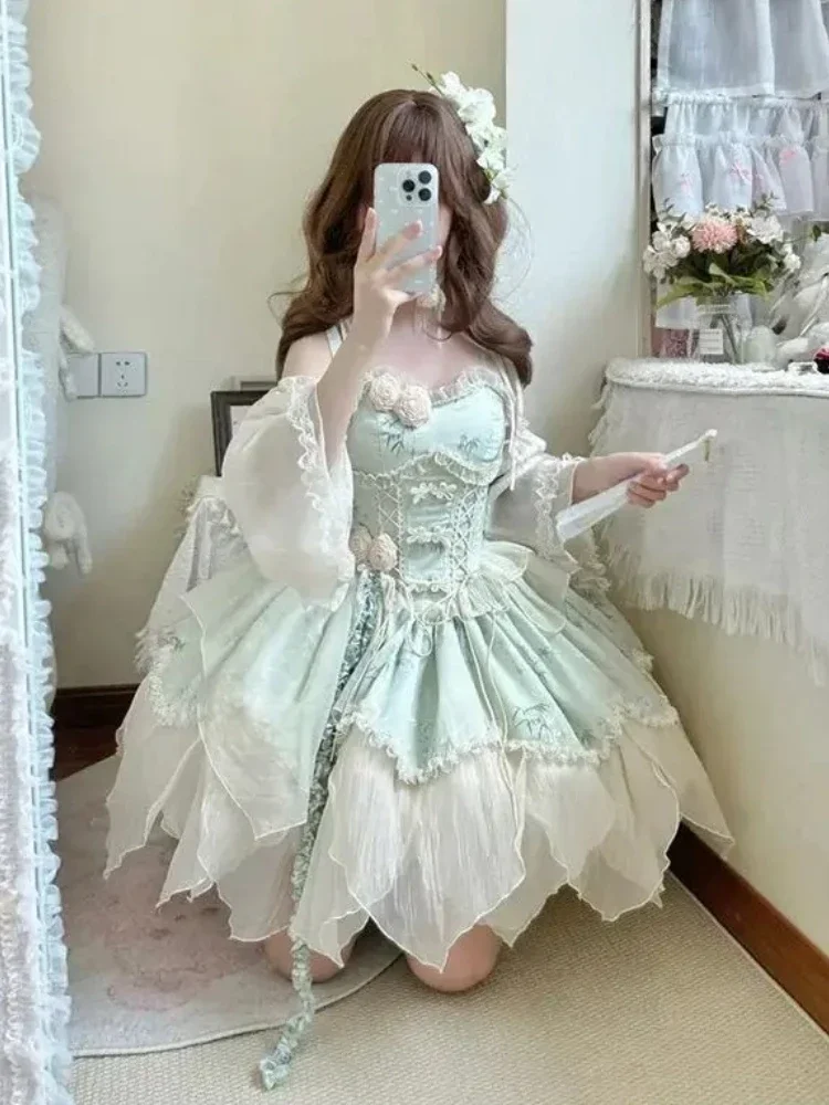 Kawaii Fruit Print Sweet Elegant Lolita Dress Women Short Sleeve Princess Dresses Cute Bow Peter Pan Collar Pary Dress Hot Girls
Kawaii Fruit Print Sweet Elegant Lolita Dress Women Short Sleeve Princess Dresses Cute Bow Peter Pan Collar Pary Dress Hot Girls