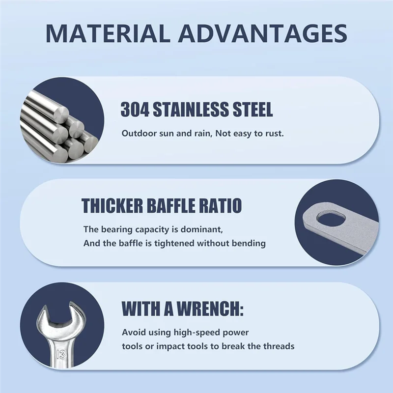 AT19-M8 Square U-Bolts, 2 Inch Wide, 304 Stainless Steel- 4 Sets With Nuts,Bolt Plates Washers
AT19-M8 Square U-Bolts, 2 Inch Wide, 304 Stainless Steel- 4 Sets With Nuts,Bolt Plates Washers