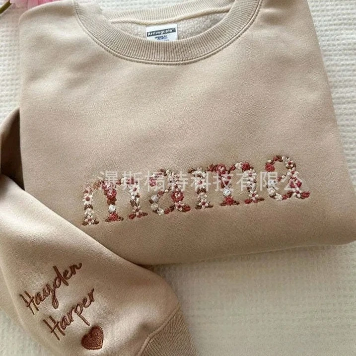 Pullover Sweatshirts Jackets Women Solid Coats Floral Embroidery Long Sleeves Round Neck Loose Slight Strech Casual 2025 Autumn
Pullover Sweatshirts Jackets Women Solid Coats Floral Embroidery Long Sleeves Round Neck Loose Slight Strech Casual 2025 Autumn