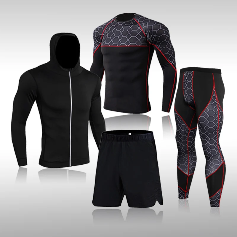 Men's Sport Suits Quick Dry Training Sportswear Sets Breathable Tights Running 4Pcs/Set For Men Gym Clothing Fitness Compression
Men's Sport Suits Quick Dry Training Sportswear Sets Breathable Tights Running 4Pcs/Set For Men Gym Clothing Fitness Compression