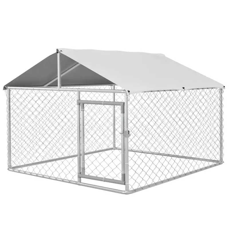 PawHut 6.6' x 6.6' x 4.9' Dog Kennel Outdoor for Small Medium Dogs with Waterproof Roof, Silver
PawHut 6.6' x 6.6' x 4.9' Dog Kennel Outdoor for Small Medium Dogs with Waterproof Roof, Silver