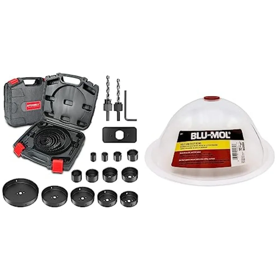 Hole Saw Set HYCHIKA 19 Pcs Hole Saw Kit with 13Pcs Saw Blades 2 Mandrels 2 Drill Bits and Disston E0215000 Blu-MOL RemGrit Hol
Hole Saw Set HYCHIKA 19 Pcs Hole Saw Kit with 13Pcs Saw Blades 2 Mandrels 2 Drill Bits and Disston E0215000 Blu-MOL RemGrit Hol