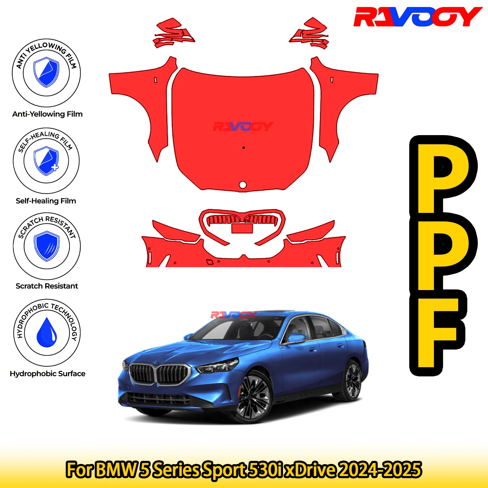 For BMW 5 Series Sport 530i xDrive 2024-2025 Glossy Matte Black Precut front PPF Kit Paint Protection Film
For BMW 5 Series Sport 530i xDrive 2024-2025 Glossy Matte Black Precut front PPF Kit Paint Protection Film