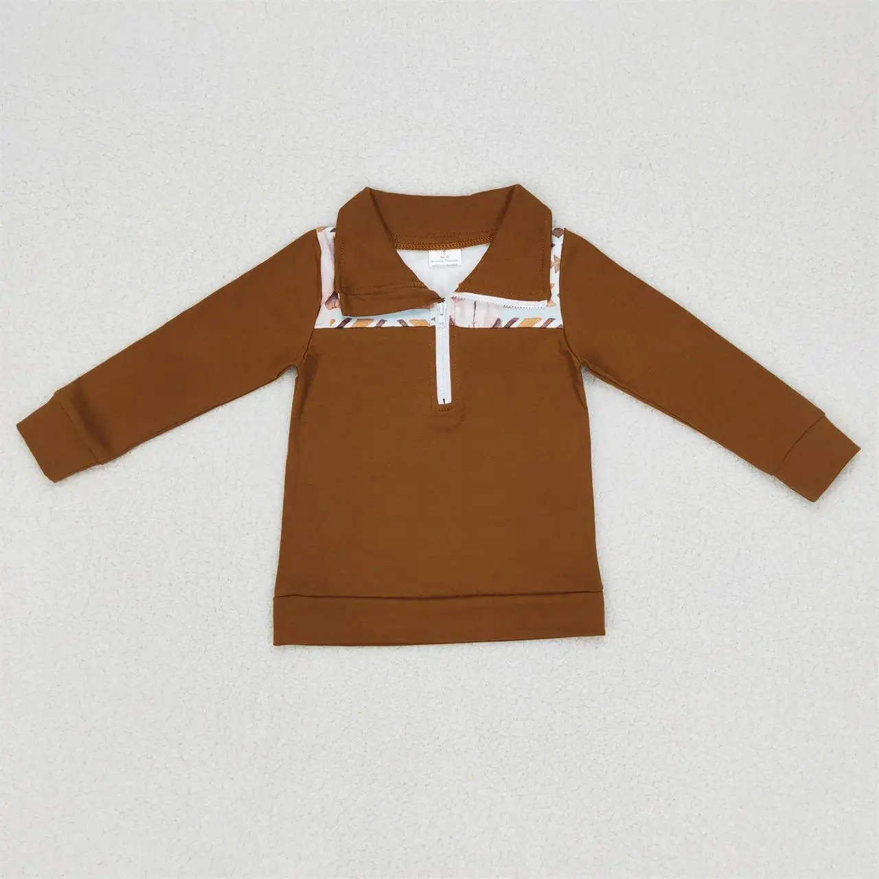 Wholesale Baby Boy Brown Tee Lapel Zipper Children Infant Western Tops Toddler Kids Pullover Long Sleeves Cow Skull aztec Shirt
Wholesale Baby Boy Brown Tee Lapel Zipper Children Infant Western Tops Toddler Kids Pullover Long Sleeves Cow Skull aztec Shirt