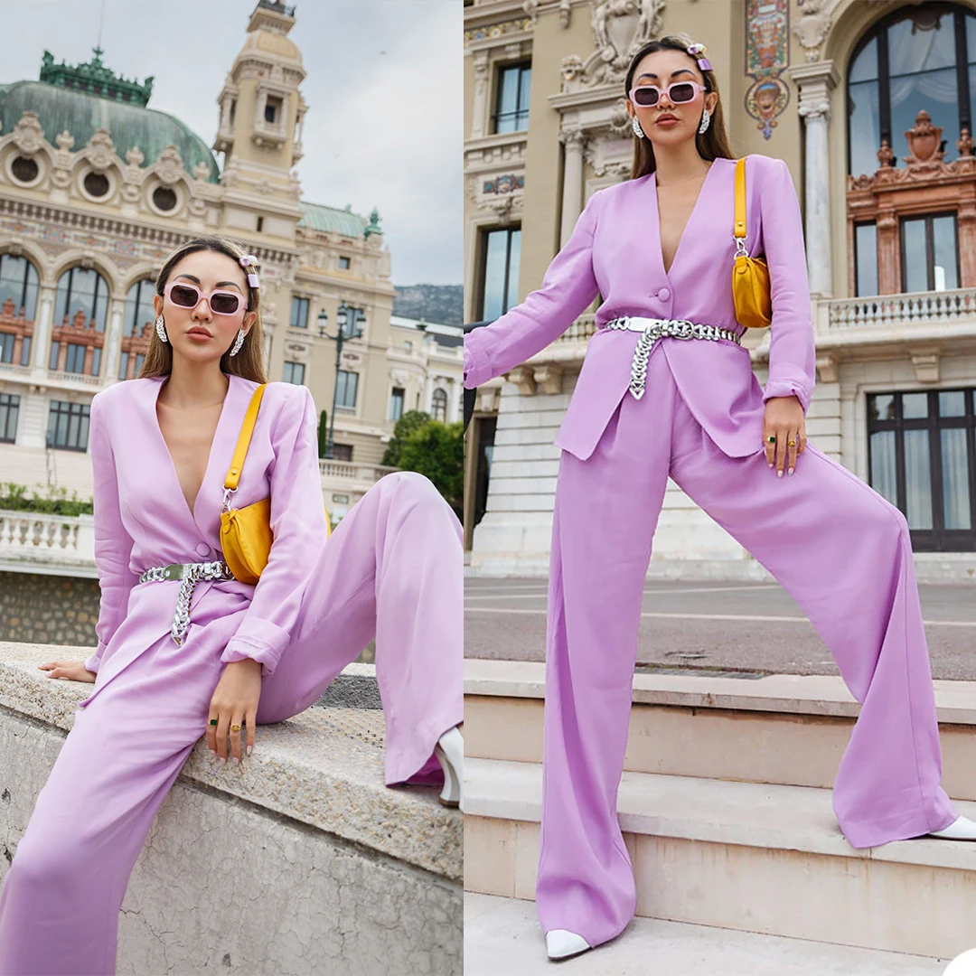 Fashion Women Blazer Suits No Lapel Loose Deep V Neck Sexy Jacket Custom Made Young Lady Casual Daily Power Pants Suits
Fashion Women Blazer Suits No Lapel Loose Deep V Neck Sexy Jacket Custom Made Young Lady Casual Daily Power Pants Suits