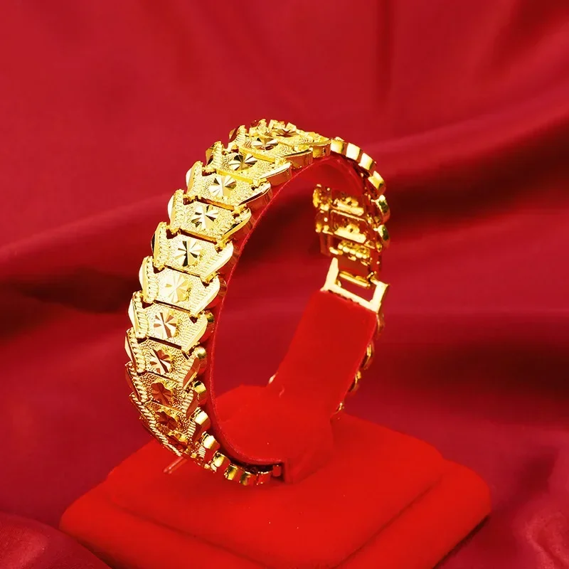 Noble AU999 gold wrist chain mens peach heart lace real gold boss temperament bracelet 24K pure gold watch chain
Noble AU999 gold wrist chain mens peach heart lace real gold boss temperament bracelet 24K pure gold watch chain