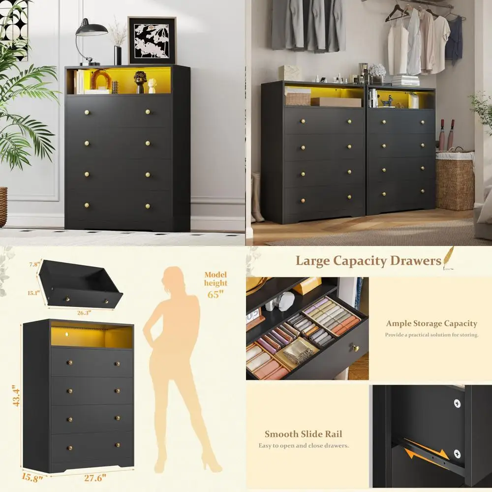 Современный высокий комод с 4 ящиками и светодиодной подсветкой для спальни, прихожей или прихожей
Современный высокий комод с 4 ящиками и светодиодной подсветкой для спальни, прихожей или прихожей