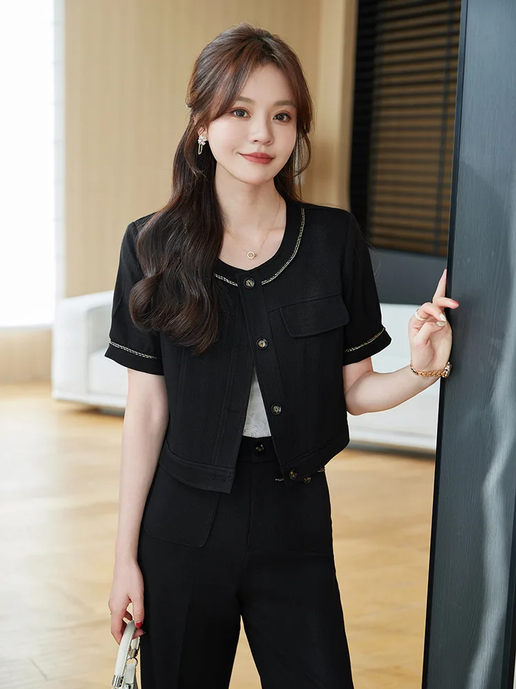Summer Short Sleeve Suit Female Classic Style2024New High-Grade Small Short Suit Thin Two-Piece Suit Women
Summer Short Sleeve Suit Female Classic Style2024New High-Grade Small Short Suit Thin Two-Piece Suit Women