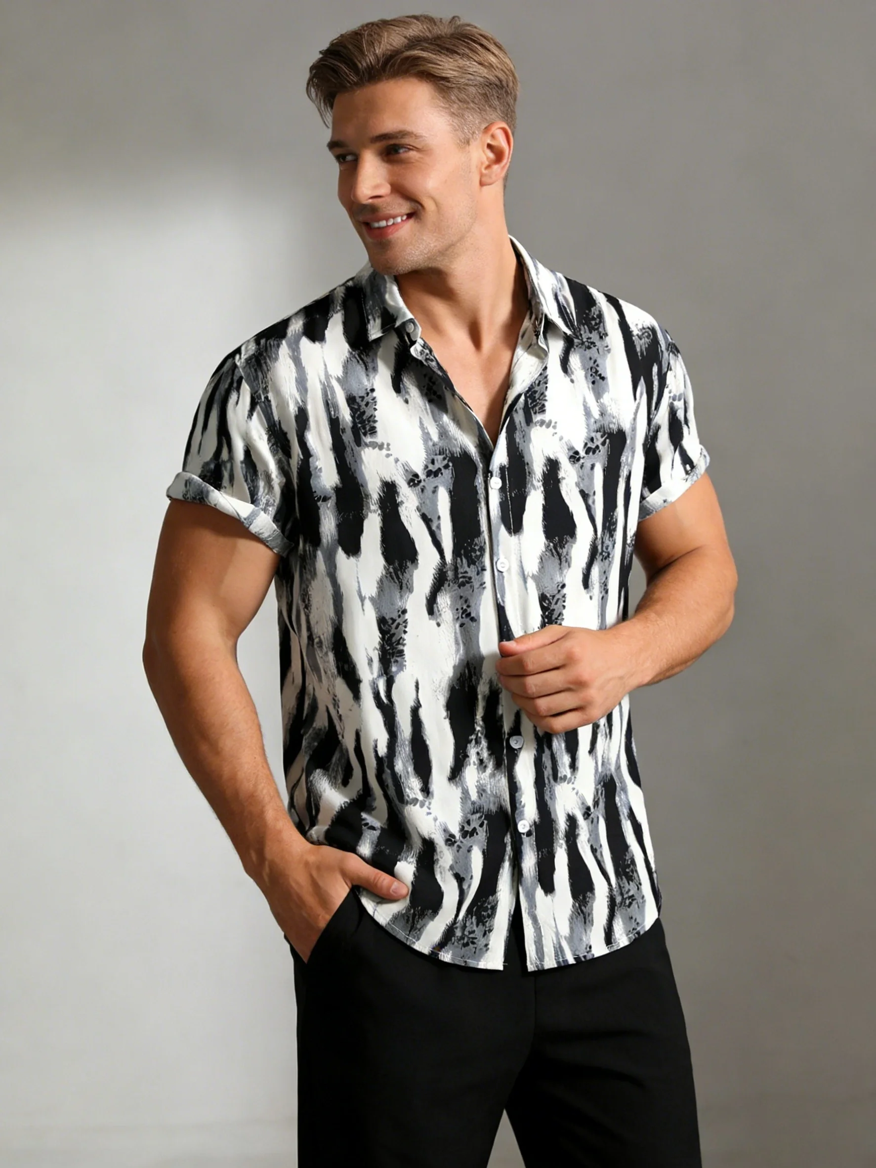 Men's casual vacation beach shirt leopard print summer short sleeved shirt Hawaiian shirt versatile fashion men's minimalist shi
Men's casual vacation beach shirt leopard print summer short sleeved shirt Hawaiian shirt versatile fashion men's minimalist shi