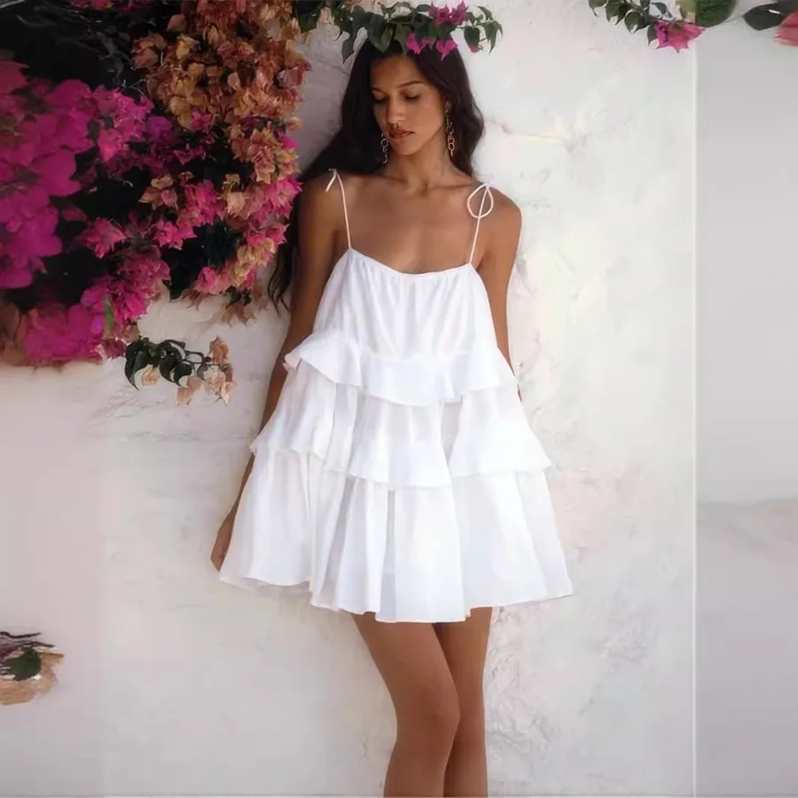 【New Arrival】White Tiered Ruffle Cami Mini Dress, Spaghetti Strap Swing Hem, Beach & Vacation Wear for Women
【New Arrival】White Tiered Ruffle Cami Mini Dress, Spaghetti Strap Swing Hem, Beach & Vacation Wear for Women