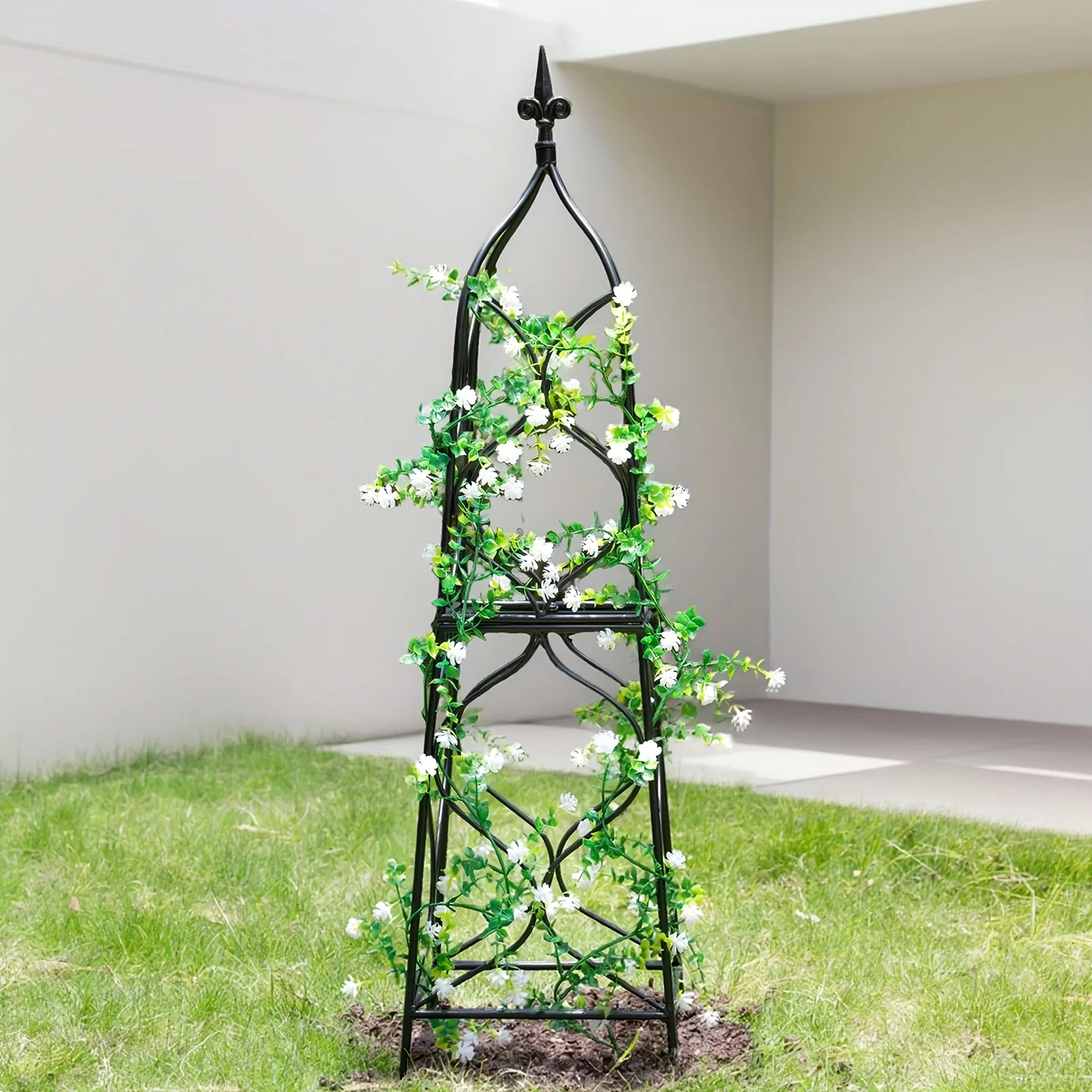 High-Quality Metal Obelisk Trellis for Climbing Flora | 48.8"X17" Garden Obelisk Support | Sturdy And Weatherproof Outdoor Aid for Roses, Vines, And Potted Plants | Stylish Gardening Gift for Plant Enthusiasts | Ideal for Garden Decoration
High-Quality Metal Obelisk Trellis for Climbing Flora | 48.8"X17" Garden Obelisk Support | Sturdy And Weatherproof Outdoor Aid for Roses, Vines, And Potted Plants | Stylish Gardening Gift for Plant Enthusiasts | Ideal for Garden Decoration