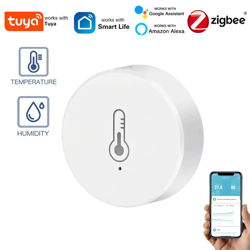 Умный датчик температуры и влажности Tuya Zigbee, удаленный монитор, приложение Smart Life, питание от батареи, работа с Alexa Google Home
Умный датчик температуры и влажности Tuya Zigbee, удаленный монитор, приложение Smart Life, питание от батареи, работа с Alexa Google Home