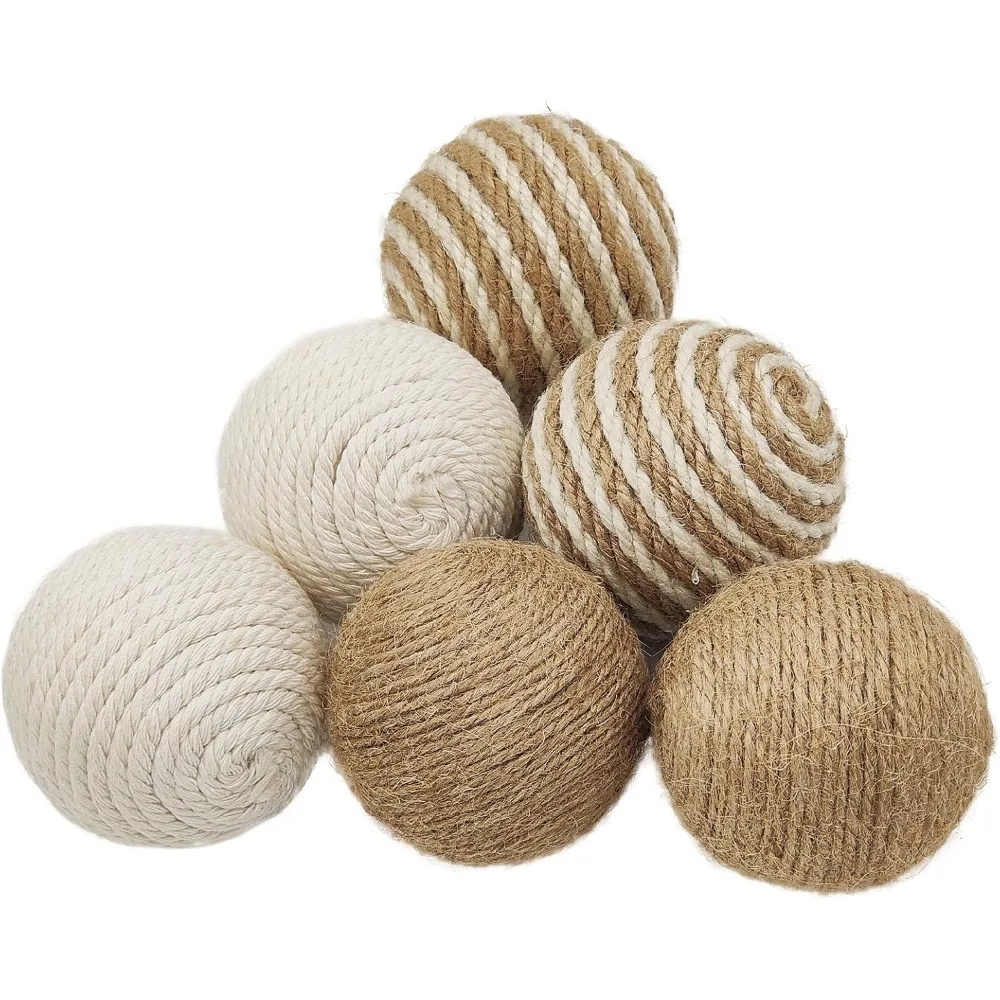 6 Pcs Decorative Balls for Bowls, Decorative Ball Set of 6pcs 2.5inch Natural Handmade Jute & Cotton Orbs Balls Rattan Decorativ
6 Pcs Decorative Balls for Bowls, Decorative Ball Set of 6pcs 2.5inch Natural Handmade Jute & Cotton Orbs Balls Rattan Decorativ
