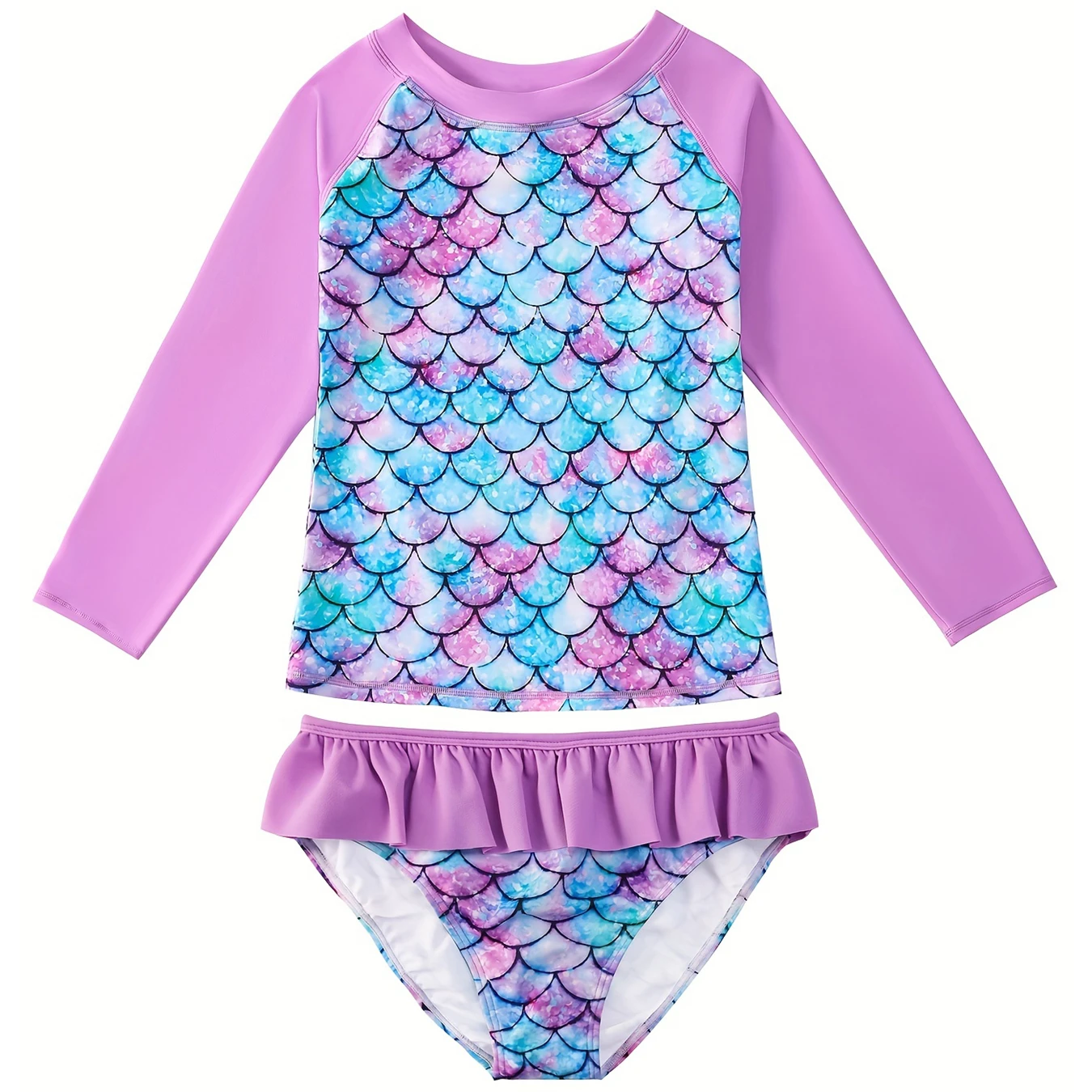 2-Piece Swimming Suit Kids Girl, Age 3-12, Long Sleeve Top & Briefs Set, 3D Scale Print Swimwear, Ruffle Hem O-Neck Long Sleeve
2-Piece Swimming Suit Kids Girl, Age 3-12, Long Sleeve Top & Briefs Set, 3D Scale Print Swimwear, Ruffle Hem O-Neck Long Sleeve