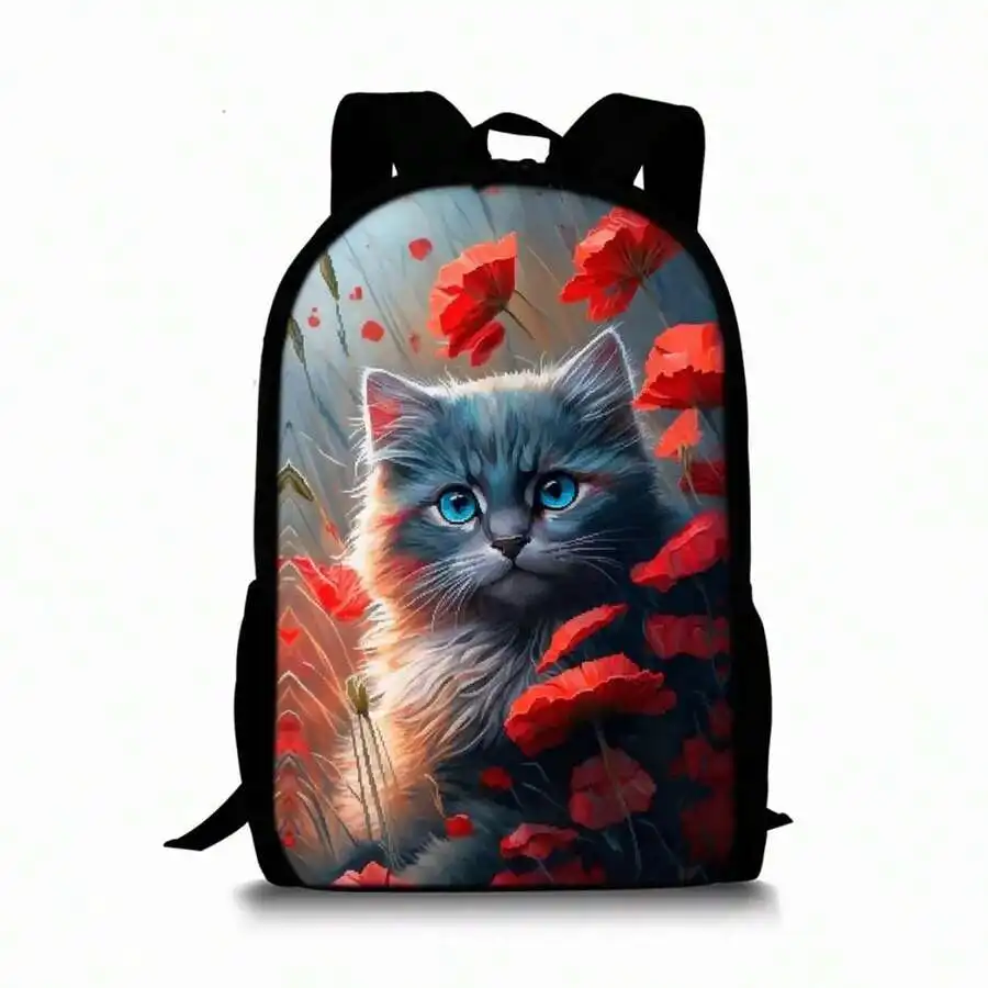 Cat And Poppy Flower Print Backpack For Adults Stylish School Travel Bag
Cat And Poppy Flower Print Backpack For Adults Stylish School Travel Bag