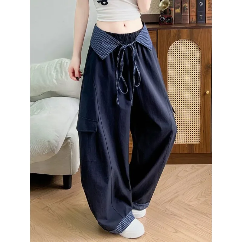 Women's Casual Wide Leg Pants Plaid Cuff Loose BF Style High Waist Cargo Trousers
Women's Casual Wide Leg Pants Plaid Cuff Loose BF Style High Waist Cargo Trousers