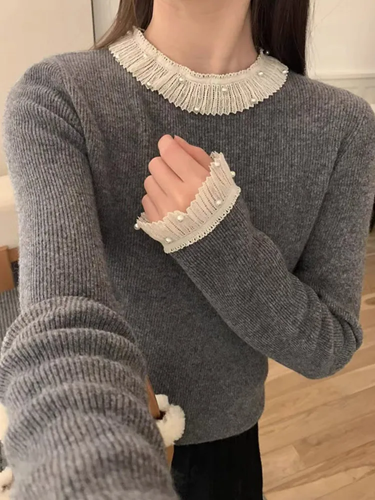 Вязаный свитер Ele Lace Splice Long Sve Casual Overhead Korean Sle Base irt Poem Art Lin Commute Sle Straight Tube
Вязаный свитер Ele Lace Splice Long Sve Casual Overhead Korean Sle Base irt Poem Art Lin Commute Sle Straight Tube